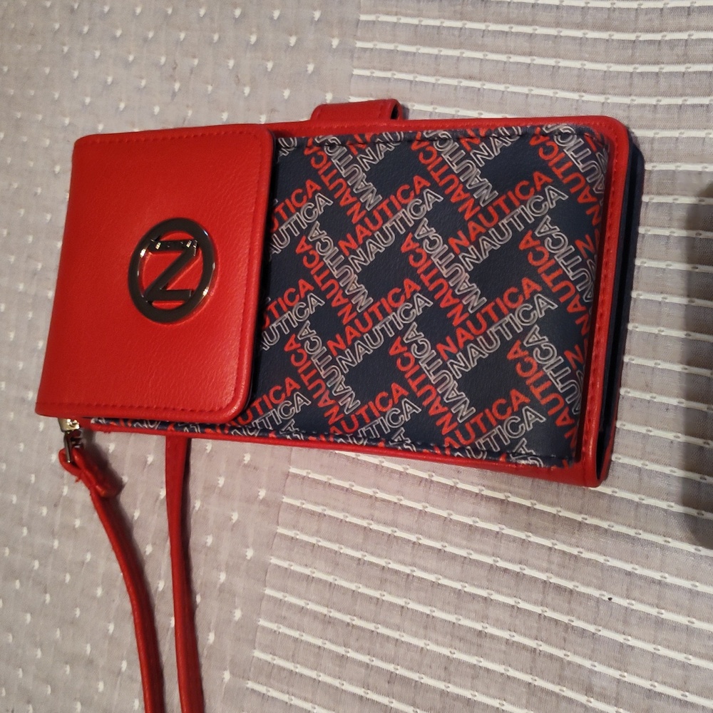 Nautica Women’s Red Color Phone Crossbody Wallet New